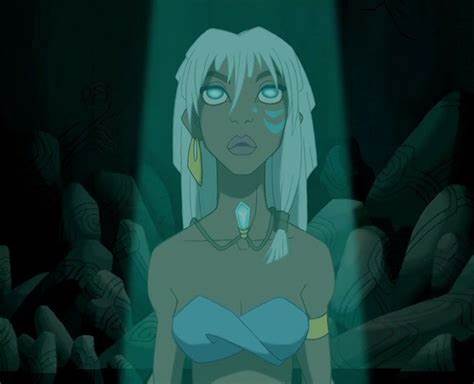 kida when the crystal starts to do the thing that makes her glow